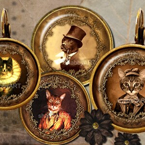 Dressed Animals Digital Collage Sheet  round images 16X16mm  digital downloads Printables for EARRINGS