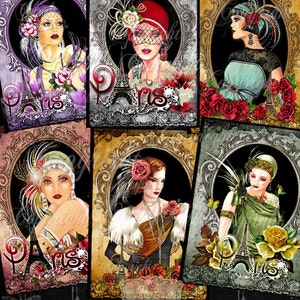 ART NOUVEAU , Art Deco, Images Digitales, images digitales carrées, Cartes faites-main, Découpage, Scrapbook - images digitales
