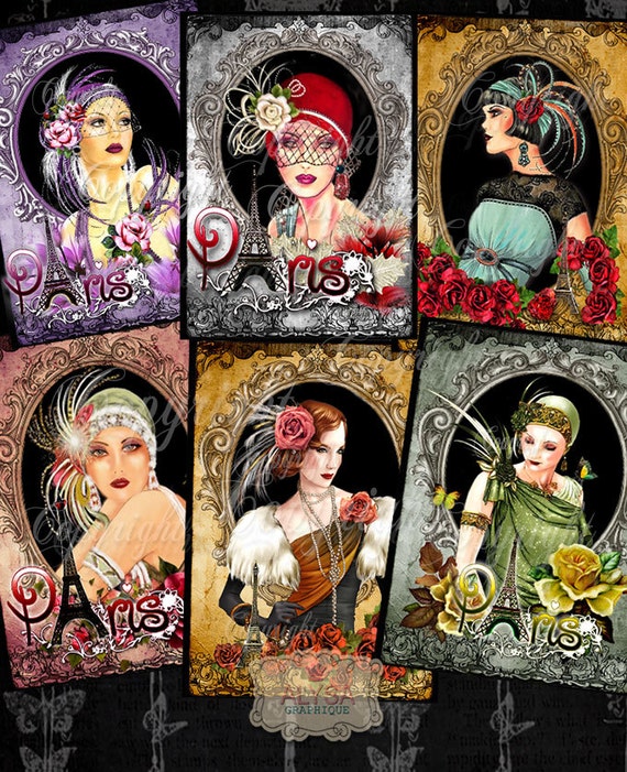 Vintage Art Deco | Digital Collage Sheet | Medium & Large Images Instant Download  - Cards, Scrapbooking, Art Journal | Vintage Fashion