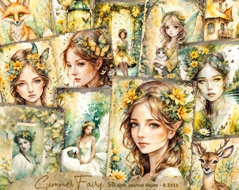 Kit diario spazzatura fata estiva, spazzatura fata fantasy stampabile, kit fata digitale, diario spazzatura foresta, stagioni fatate / 50 PAGINE / 100 DISEGNI