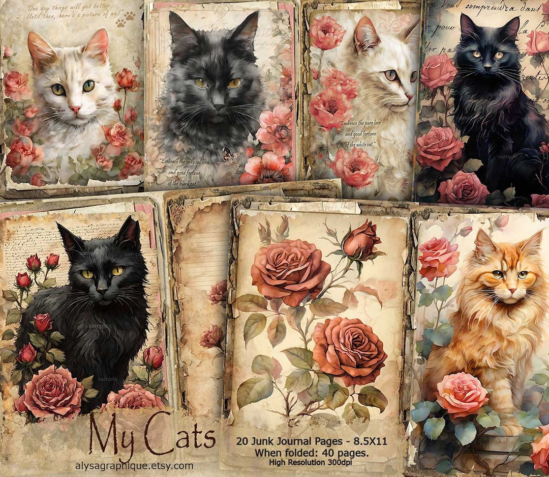 MY CATS - Cats Junk Journal Kit | Cat Junk Journal Pages | Junk Journal ...