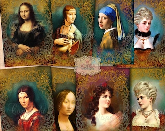 Renaissance - Digital download art, Digital Collage Sheet, Scrapbook,Journaling, Instant Download, Digital Greeting Card Set,