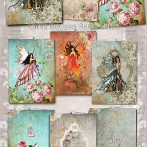 Shabby Chic fées - Cartes Postales Féeriques , découpage, Images digitales pour scrapbooking, cartes faits main +  Etiquettes GRATUITES
