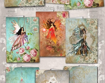 SHABBY CHIC FAIRIES - fairy garden - Digital Collage Sheet, Printable Cards, Scrapbook, Greeting Cards, Journaling, Instant Download