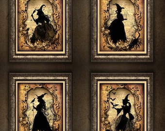 Pedido personalizado - Siluetas góticas XL 8X10inch para arte de pared, diarios, revistas de arte... 5 hojas de collage digitales