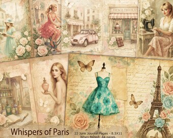SUSSURRI DI PARIGI / Diario di Parigi / Pagine del diario di Parigi / Kit per diario di Parigi / Diario di Parigi digitale / Caffè del diario di Parigi