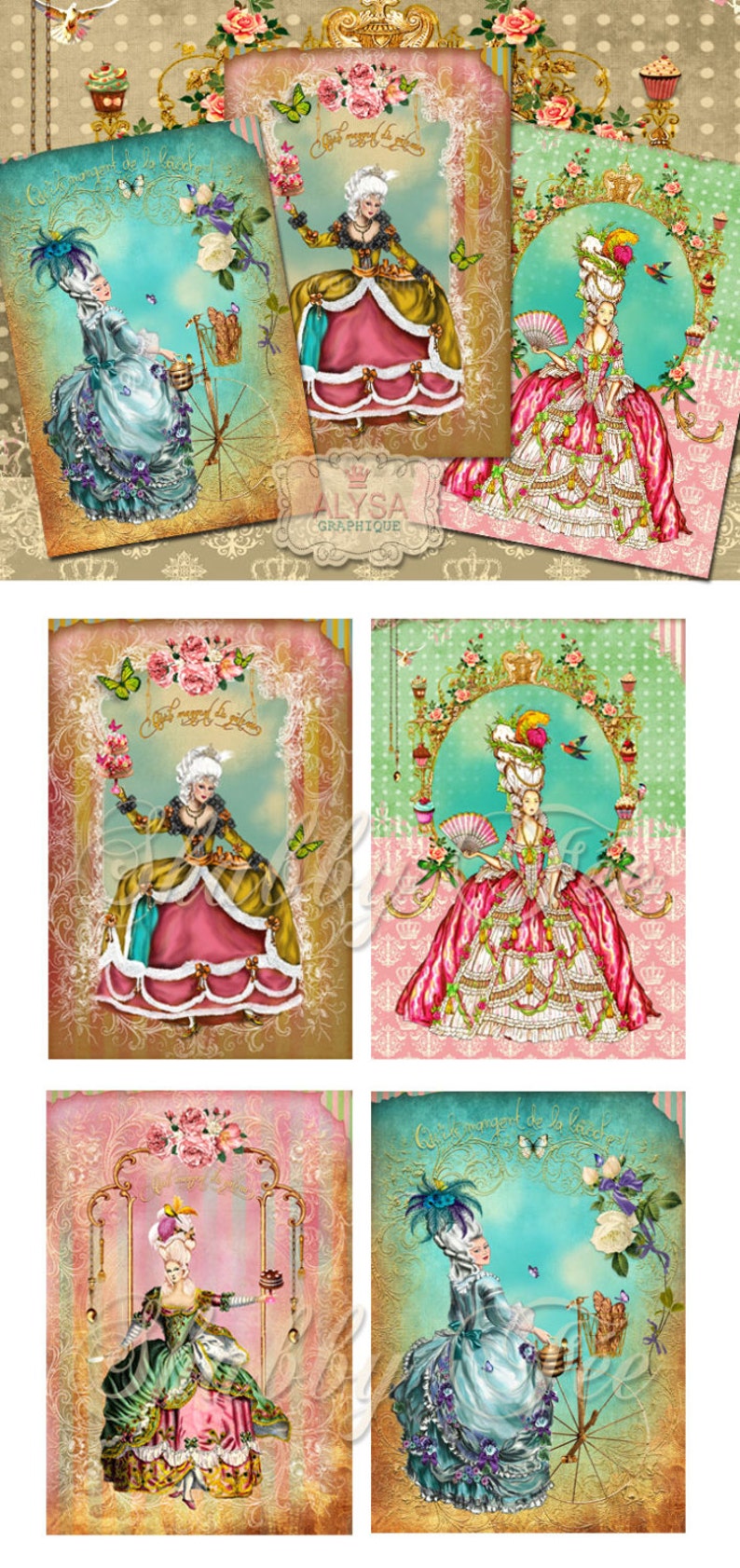Marie Antoinette let them eat cake Digital Collage Sheet | Etsy