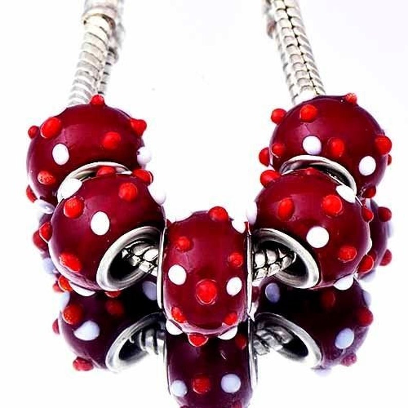 5Pcs Silver Murano Glass Rhinestone Crystal Beads for European Charm Bracelet