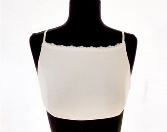 Copertina scollatura, modello a taglio basso, Bralette, Cami bra, Modest bralette , White bralette, Pannello di modestia, Abbigliamento modesto, Modest, finta canotta