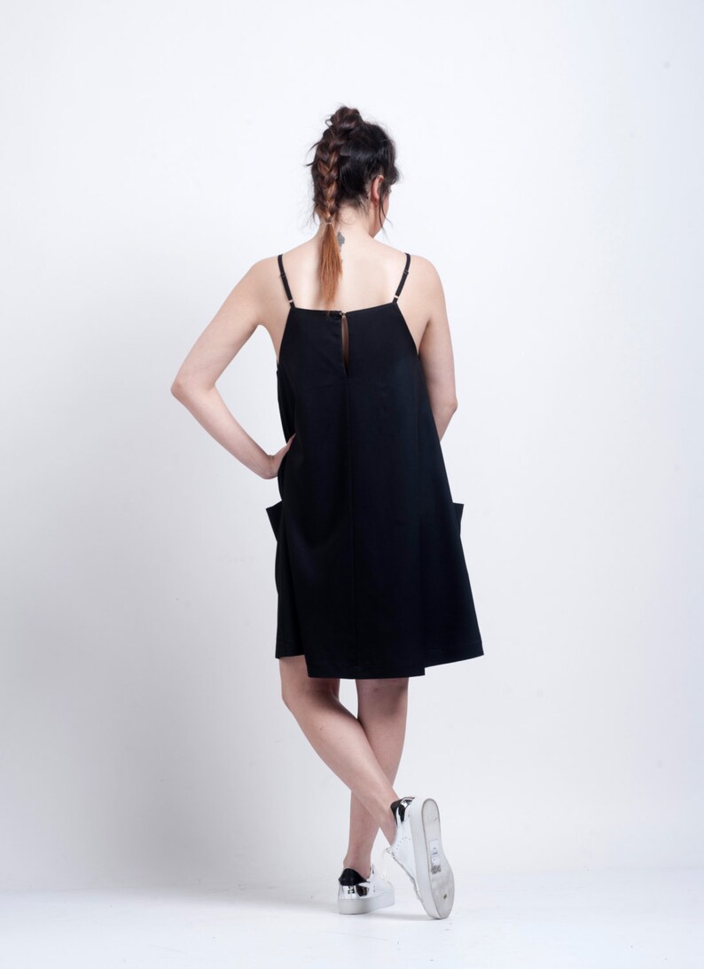 Black dress Black A line pocket dress Black Cotton dress Etsy