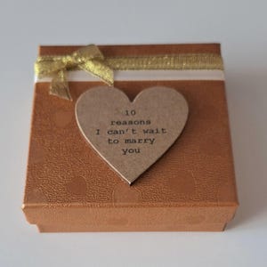 Personalised Ltd Edition Bronze 10 Reasons I Cant Wait To Marry You Gift Box. Finishef With Ivory & Gold Ribbon and Bow. Pre Wedding Gift.