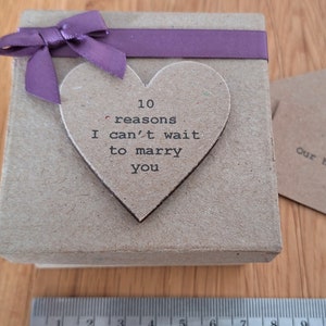 Personalised 10 Reasons I Can't Wait To Marry You Gift Box. Handmade & Finished with Mauve Ribbon and Bow. A Beautiful Pre Wedding Gift.