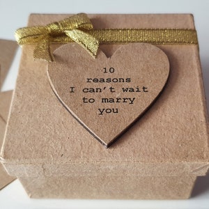 Personalised 10 Reasons I Can't Wait To Marry You Gift Box. Handmade & Finished with A Gold Ribbon and Bow. A Beautiful Pre Wedding Gift.