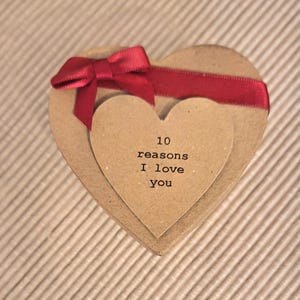 Personalised Heart Shaped 10 Reasons I Love You Gift Box with 10 Scrolls. Finished with Scarlet Ribbon & Bow. Perfect Valentines Day Gift
