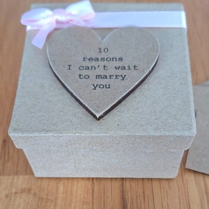 Personalised 10 Reasons I Can't Wait To Marry You Gift Box. Handmade & Finished with Baby Pink Ribbon and Bow. A Beautiful Pre Wedding Gift.