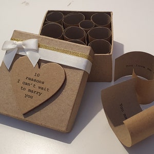 Personalised Duo Coloured 10 Reasons I Cant Wait To Marry You Box In Cream & Gold. Bride to Groom, Groom To Bride, LGBT, Pre Wedding Gift.