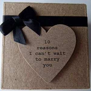 Personalised 10 Reasons I Can't Wait To Marry You Gift Box. Handmade & Finished with a Black Ribbon and Bow. A Beautiful Pre Wedding Gift.
