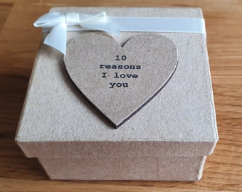 Personalised 10 Reasons I Love You Gift Box. Cream. Filled With Messages Of Love. Valentines, Christmas, Anniversary Or Birthday Gift