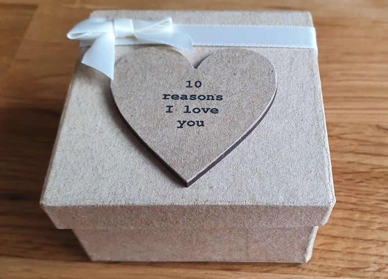 Personalised 10 Reasons I Love You Gift Box. Cream. Filled With Messages Of Love. Valentines, Christmas, Anniversary Or Birthday Gift image 1