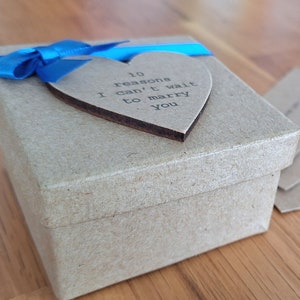 Personalised 10 Reasons I Can't Wait To Marry You Gift Box. Handmade & Finished with Royal Blue Ribbon and Bow. Beautiful Pre Wedding Gift.