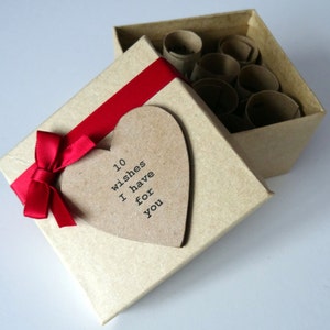 Personalised 10 Wishes I Have For You Gift Box. Birthday, Anniversary, Paper Anniversary, Christmas Gift. Mother, Father, Sister, Brother