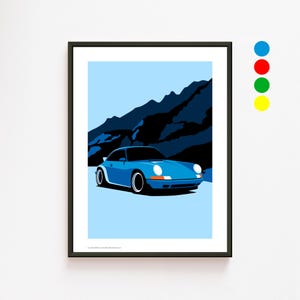 Personalised Porsche 930 Art Print | Car Illustration | Original Artwork | Retro Auto Decor | Classic Race Car Wall Print | Racing Car Gift