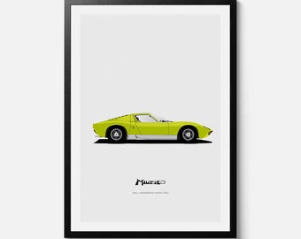 Affiche de la Lamborghini Miura - 1966 - Cirebox