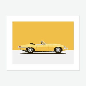 Jaguar E-Type Print | Classic Car Gift for Him | Minimalist British Automotive Graphic Decor
