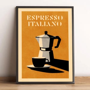 Espresso Italiano väggkonst | Art Deco italienskt kökstryck | Kaffeälskare present till henne