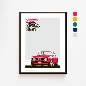 Alfa Romeo Giulia Art Print | Graphic Sports Car Illustration | Original Artwork | Home Decor Unframed Wall Art | Classic Italian Retro Auto