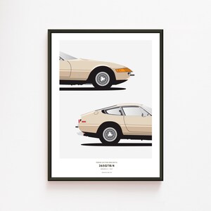 Stampa Ferrari Daytona / Illustrazione grafica di auto / Poster minimalista / Retro / Opera d'arte originale / Arte murale senza cornice / Regalo per amanti delle auto