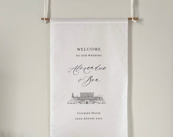 Cliveden House Fabric Banner, Cliveden House Wedding signage