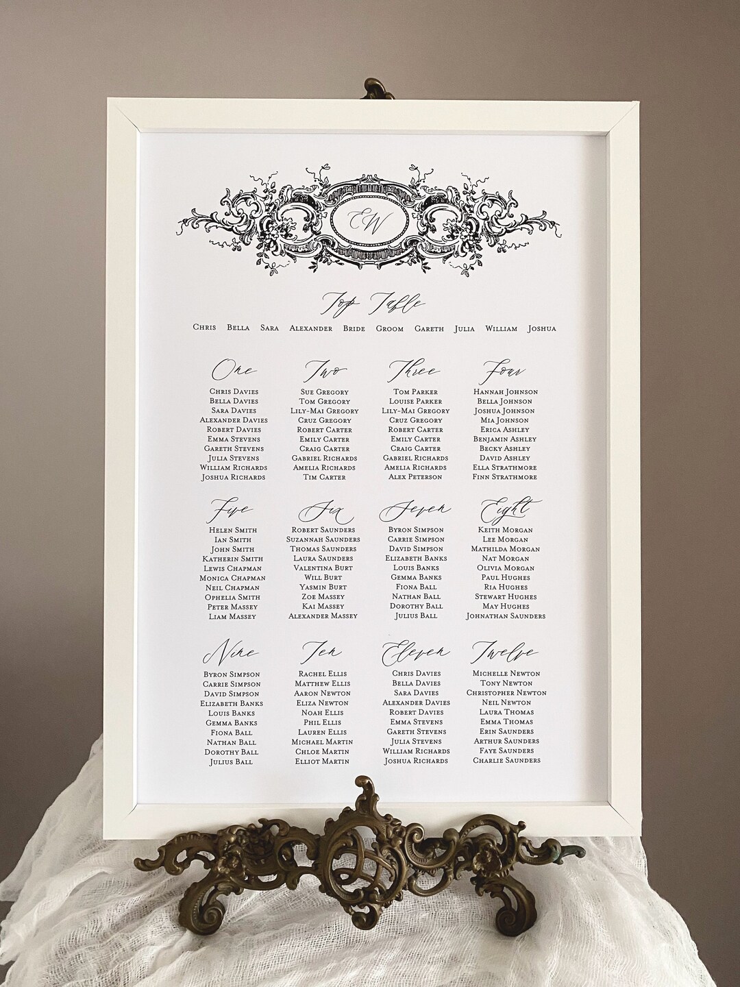 Versailles Table Plan, Table Plan, Poster, Print, Unframed, Foamex, A2