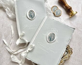 Austen Wax Seal, Handmade Paper Vow Books, Gift Boxed Set of 2