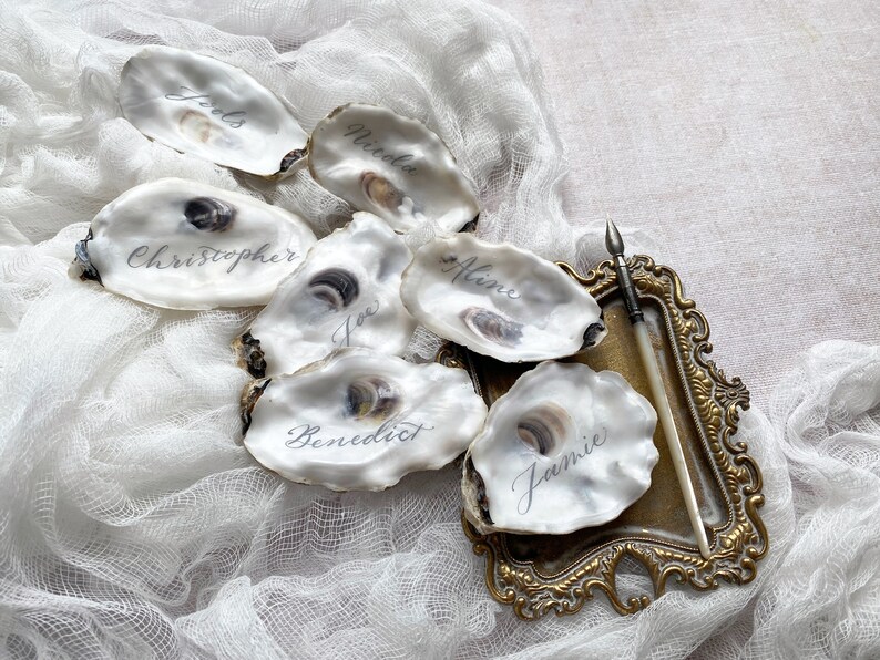 Personalised Oyster Place Names Small Oyster Place Settings Etsy UK