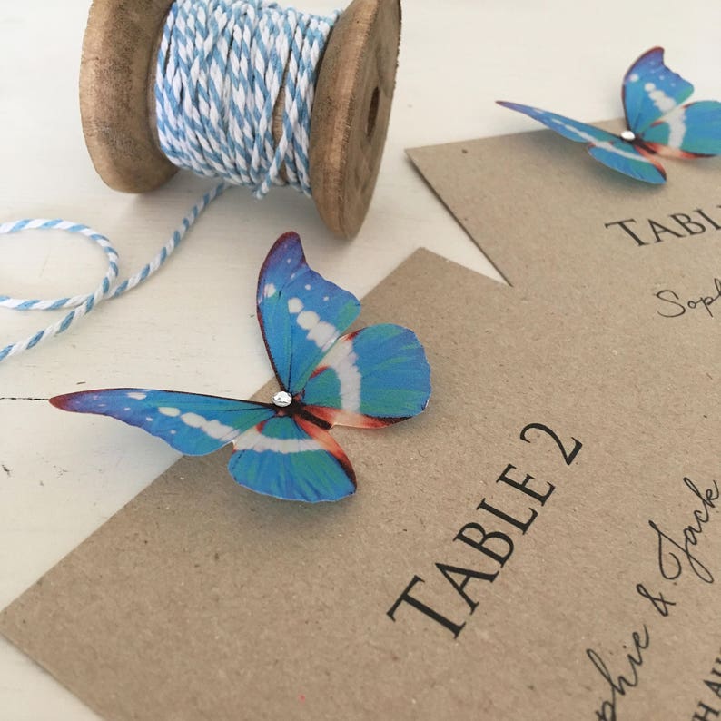 Blue Butterfly Wedding Table Numbers Wedding Table Names Etsy