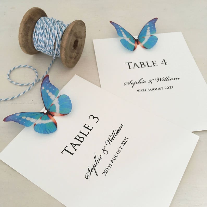 Blue Butterfly Wedding Table Numbers Wedding Table Names Etsy