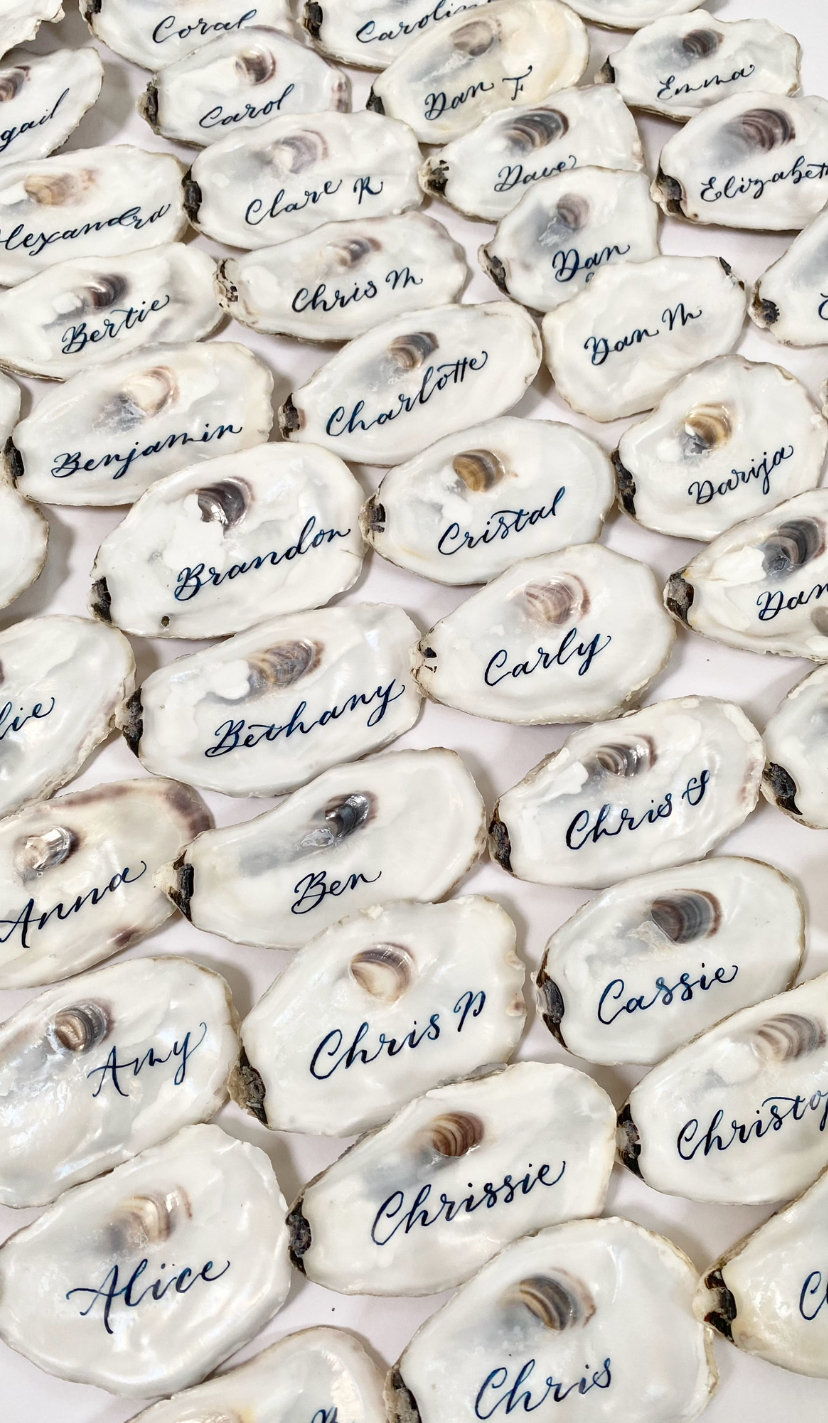 Personalised Oyster Place Names Small Oyster Place Settings Etsy UK