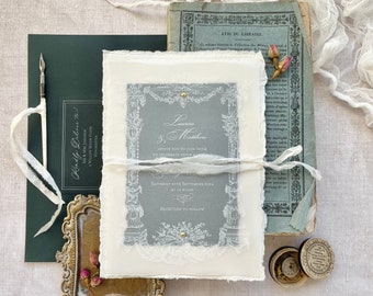 Lucia vellum wedding invitation and details sheet SAMPLE