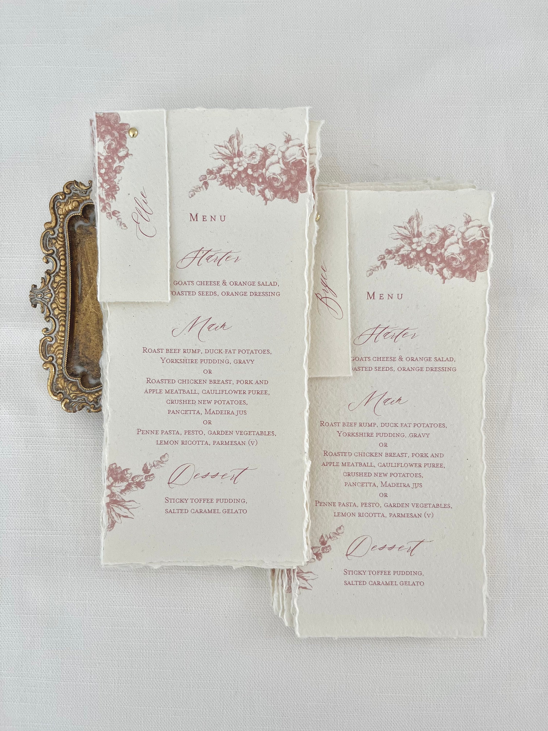 Vintage Rose Menu, Wedding Menu SAMPLE - Etsy UK