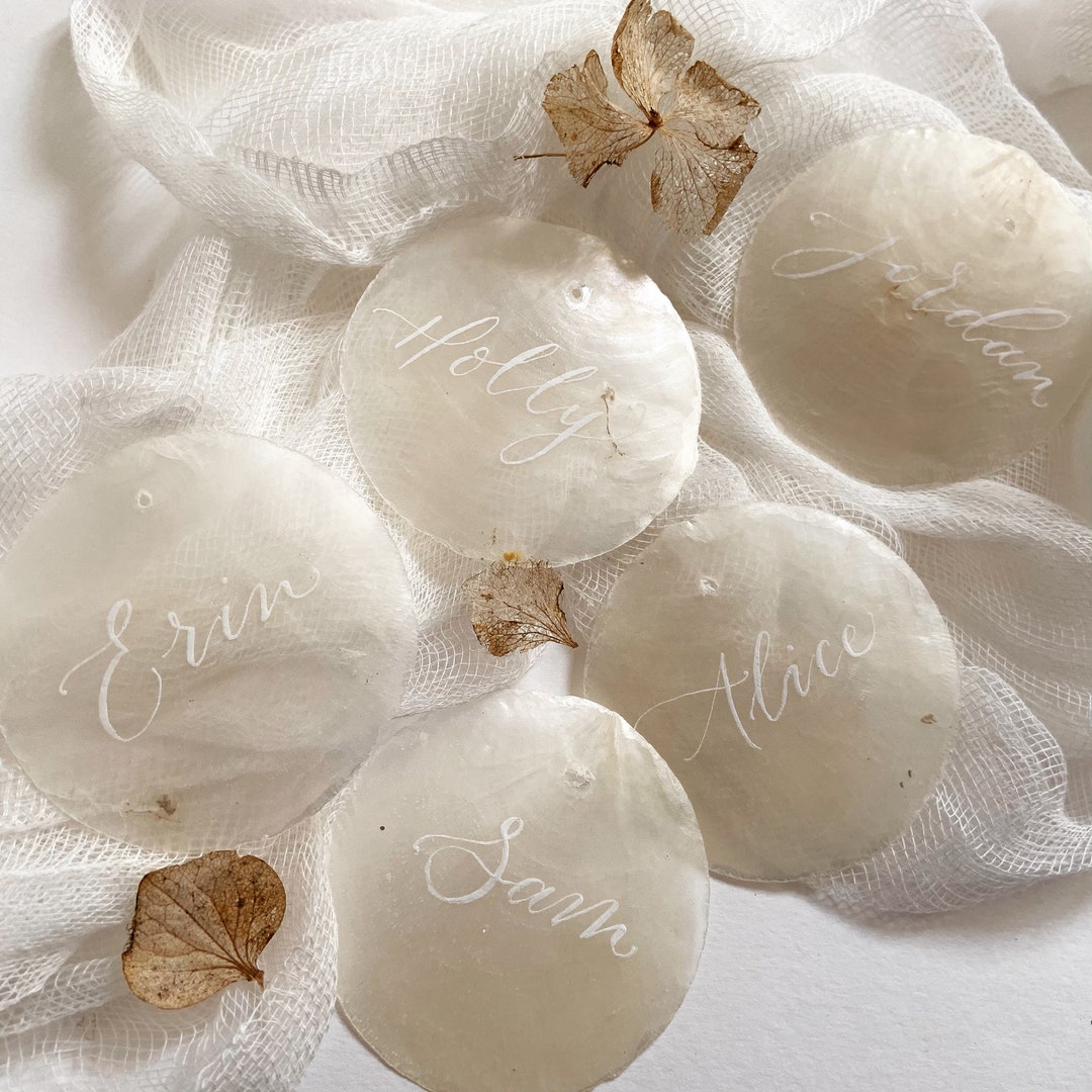 Capiz Shell, Shell Place Setting, Calligraphy Place Name, Capiz Shells ...