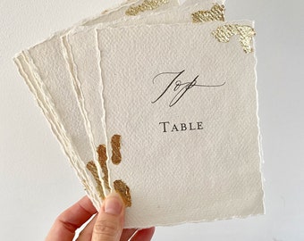 Gold Leaf Table Number, Handmade Paper Table Name, Gold Edge Table number, Table Number SAMPLE