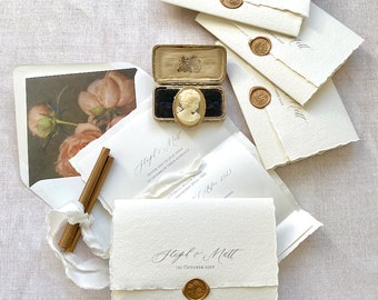 Amelia Wedding Invitation, mini wax seal folded invitation SAMPLE