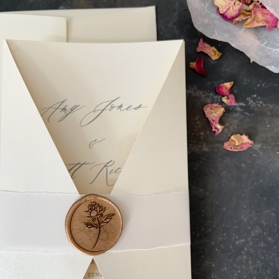 Wax Seal Wedding Invitation Wax Seal Invite Luxury Wedding Etsy