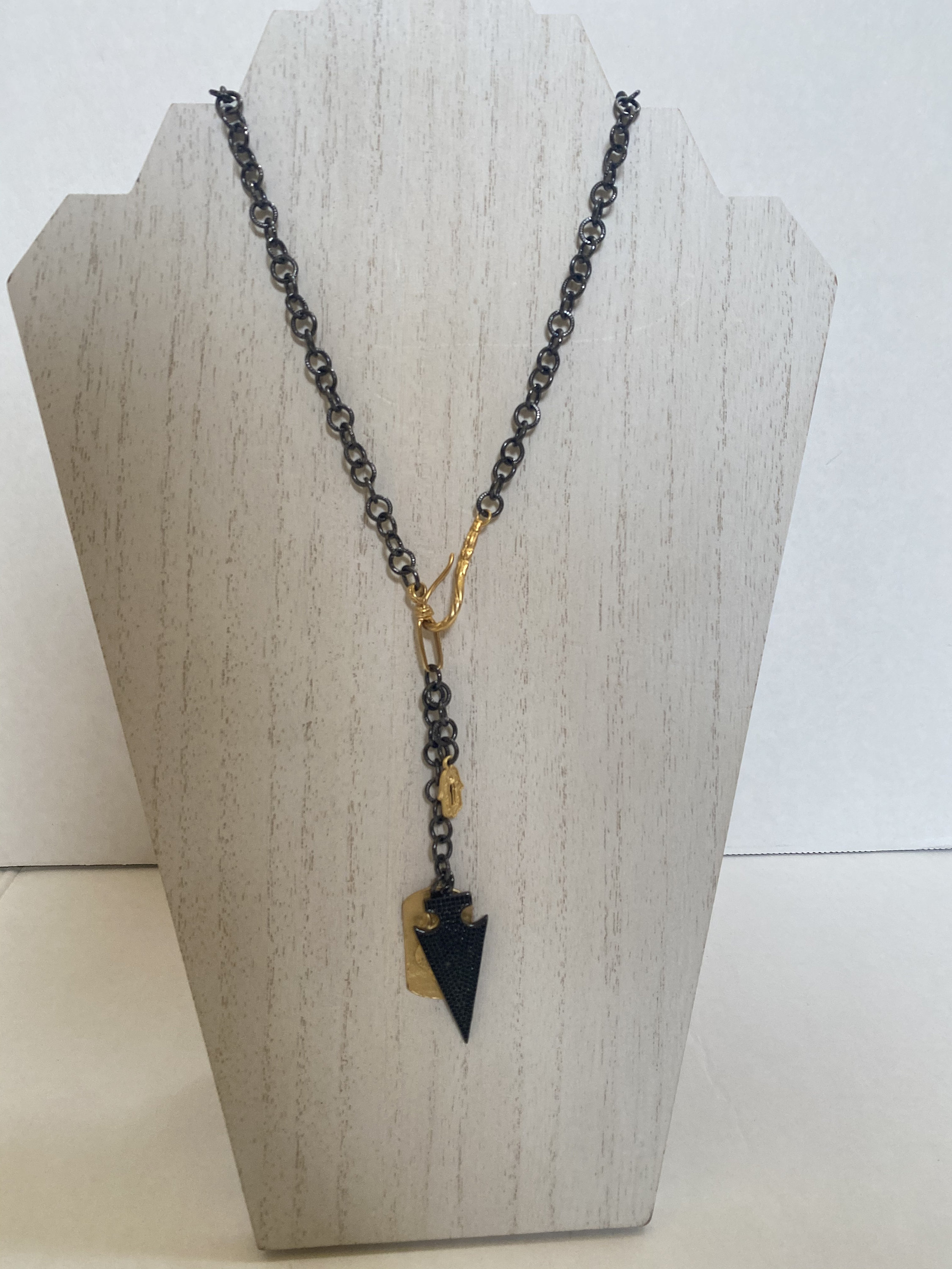 Zwei-Ton-Kabel-Kette Halskette mit Pfeilspitze Mikro Pflaster | Etsy