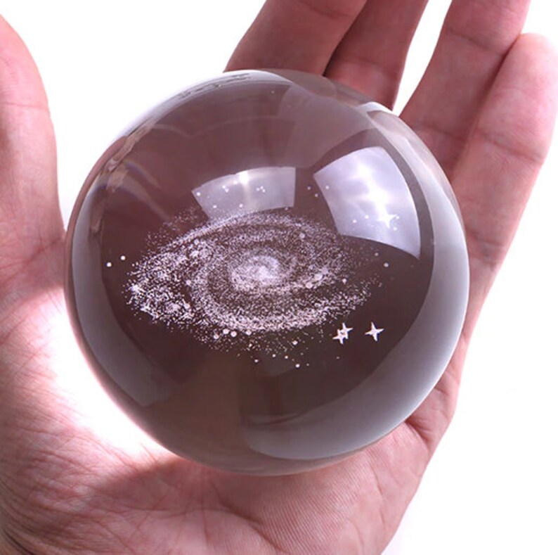 80 Mm Laser Engraved 3D GALAXY Crystal Ball With STAND Solar Etsy
