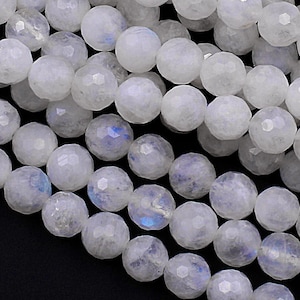AA Micro Faceted Rainbow Moonstone 3mm 4mm 6mm 8mm Round Beads With Blue Flashes 15.5&quot; Strand