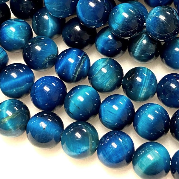 AAA Mystic Blue Tiger's Eye 4mm 6mm 8mm 10mm Smooth Round Beads 15.5" Strand