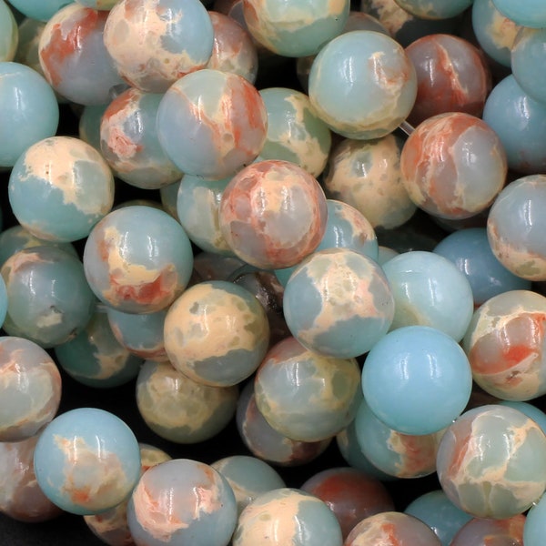 Impression Jasper Smooth Round Beads 4mm 6mm 8mm 10mm Aka Snake Skin Jasper Aqua Terra Jasper 15.5" Strand