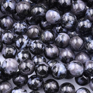 Cuentas redondas de gabro índigo natural AAA de 4 mm, 6 mm, 8 mm y 10 mm, también conocidas como merlinita mística, hebra de 15,5 pulgadas.
